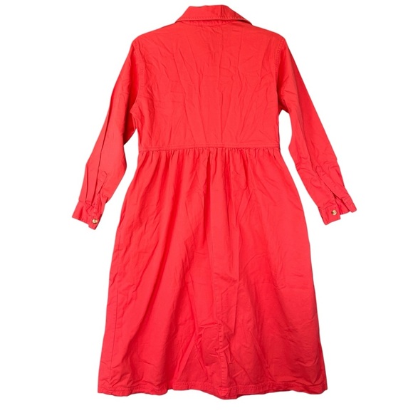 FADS Vintage Long Sleeve 100% Cotton Shirt Dress Button Up Collar Coral Small - Picture 2 of 9